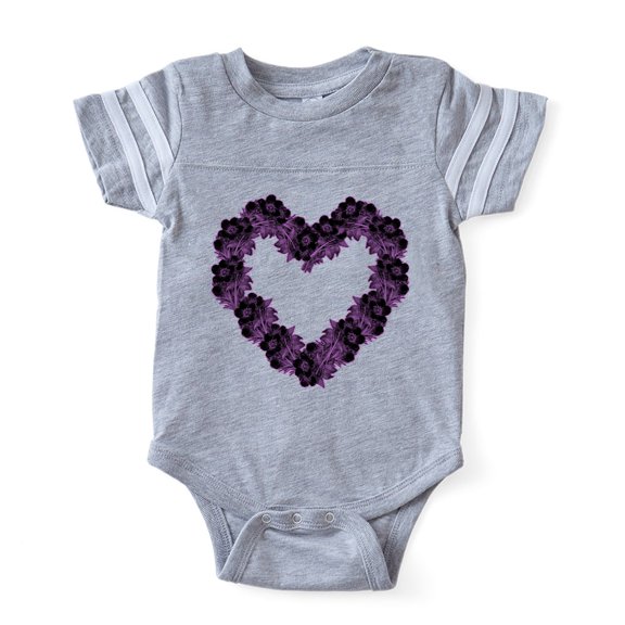 CafePress - Heart Black Flowers - Cute Infant Baby Football Bodysuit