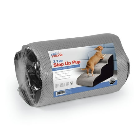 UPC: 0017874044955 | Pet Parade JB8983GRA Low Incline 3 Step Pet Stairs