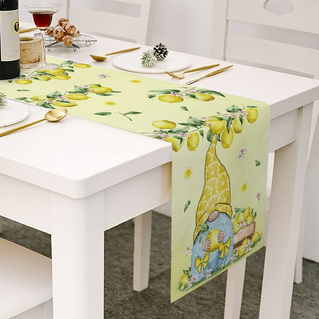 SHAGUOZHOU Petit Drapeau de Table Frais Printemps et Été Imprimé Fleur Lin Nappe 3 Tables à Thème Café compatible avec Table Macramé Table pour Chien
