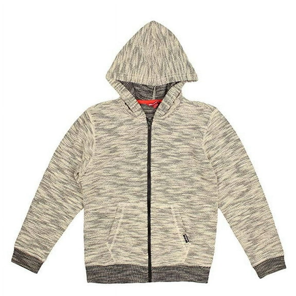 UNIONBAY Big Girls' Zip Front Sweater Hoodie (White/Black, S (7/8))