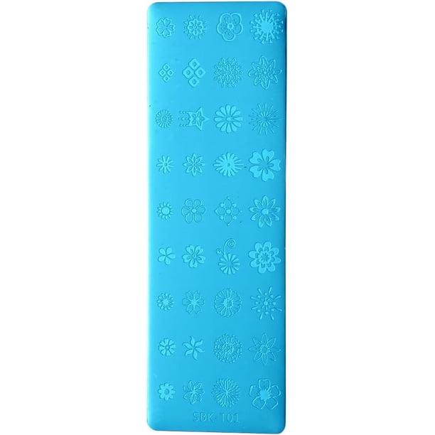 1 placa de acero inoxidable con diseño floral para estampar uñas, plantilla rectangular para imágenes de uñas, plantilla de estampado de color de acero inoxidable, placas para decoración de uñas