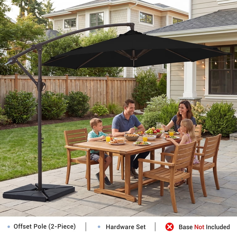 dark brown hanging patio umbrella NAPWANT 10ft Patio Cantilever Umbrella, Hanging Offset Outdoor Umbrella  with Crank & Cross Base, Black (No Base)
