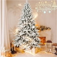 thumbnail image 5 of JERFIT 6ft Pre-Lit Flocked Artificial Christmas Tree, Snowy White PE/PVC Xmas Tree with 1100 Branch Tips, Hinged Design & Metal Stand for Holiday Home Decor, 5 of 10