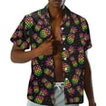 thumbnail image 3 of Garronmavis Couples Outfits Matching Sets Short Sleeve Shirt for Men Size 7XL Black Pineapple Polyester Beach Tops and Women's Tank Dress with Pocket Hawaiian Vacation Sundress, 3 of 7