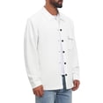 thumbnail image 4 of Men's Vintage Casual Button Down Chest Pocket Jacquard Knit Shirt Jacket M White, 4 of 6