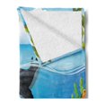 thumbnail image 2 of Whale Soft Flannel Fleece Throw Blanket, Massive Whale the Master of the Oceans Themedround Planet Nature, Cozy Plush for Indoor and Outdoor Use, 70" x 90", Dark Blue Orange, by Ambesonne, 2 of 5