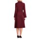 thumbnail image 3 of Vestido midi plisado de manga larga con solapa de pico para mujer Inspire Chic en color rojo vino, 3 of 5