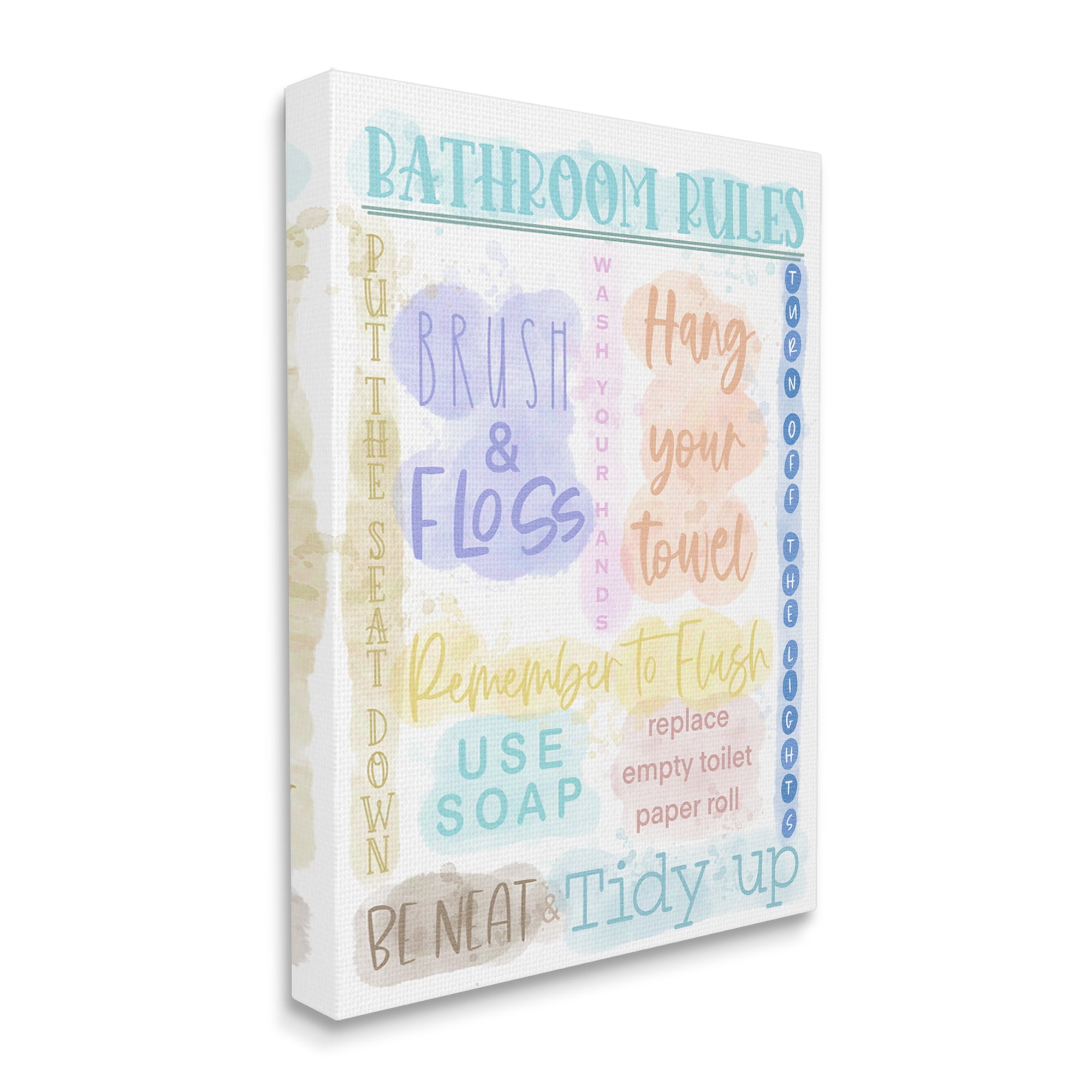 Stupell Industries Fun Bathroom Rules Typography Painting Gallery Wrapped Canvas Art Print Wall Art, 36 x 48