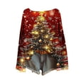 thumbnail image 4 of Uootdi Christmas Graphic Print Long Sleeve Sweaters for Women Crewneck Drop Shoulder Knit Pullover Cute Gift Santa Claus Fall Tu nics Tops, 4 of 5