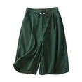 thumbnail image 1 of Timegard Womens Cotton Linen Shorts Elastic High Waisted Straight Leg Summer Casual Short with Pockets, 1 of 6