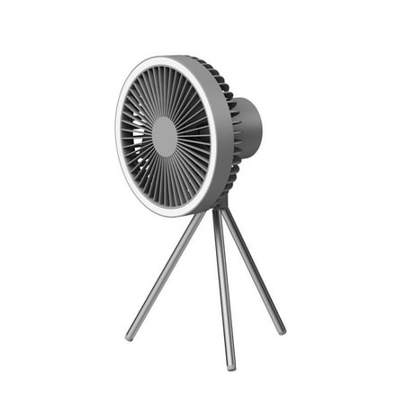

Pompotops Summer Supplies Outdoor Tripod Fan Multifunctional Camping Office Desktop Night Light Fan A