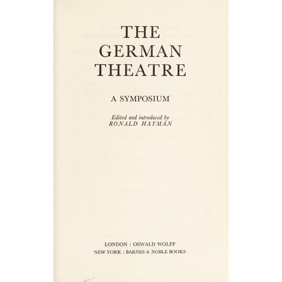 Pre-Owned The German Theatre (Hardcover) 9780064927598