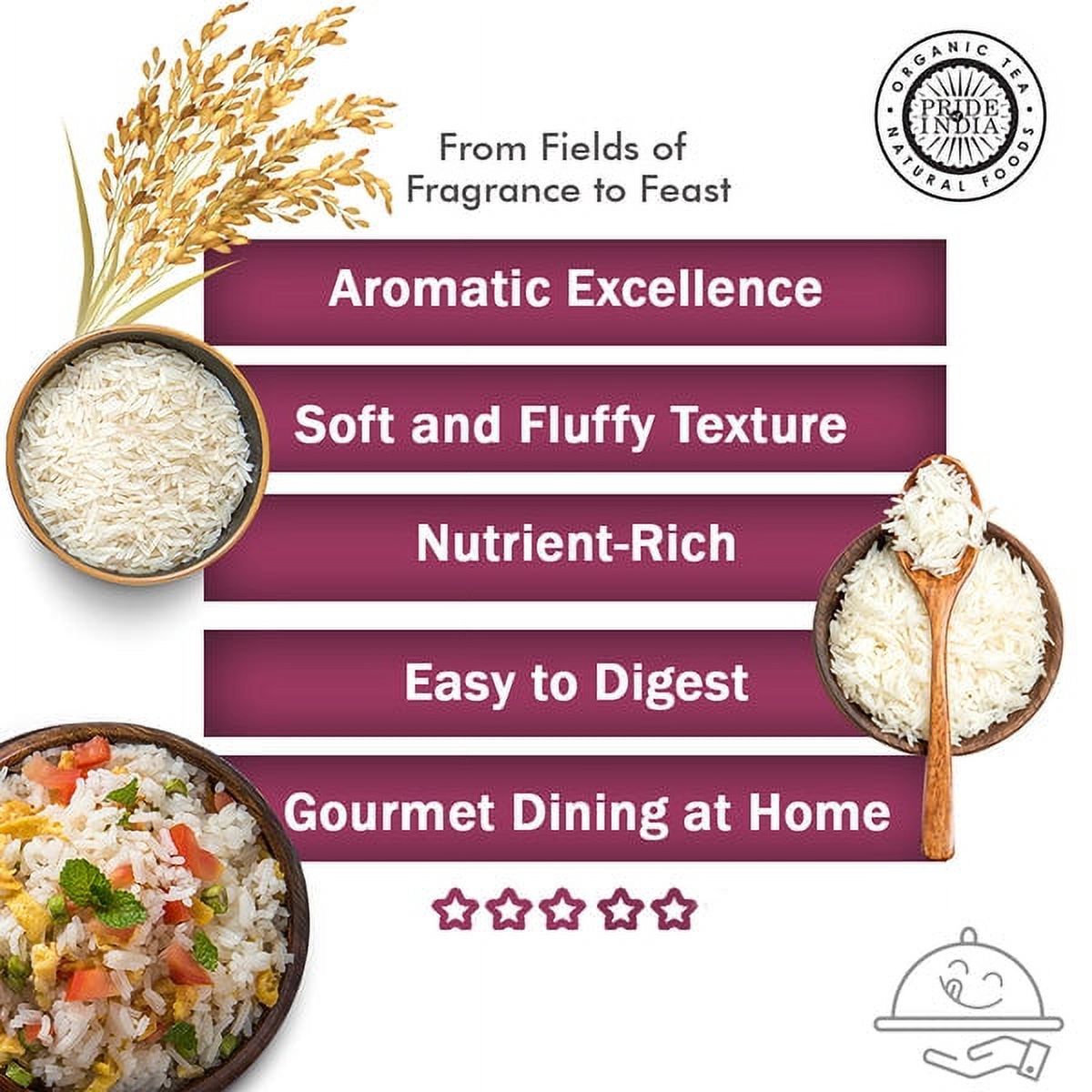 Pride of India - Pack of 6 - Thai Jasmine Rice, 3 lbs Jar, Fragrant Hom Mali Rice, Gluten-Free