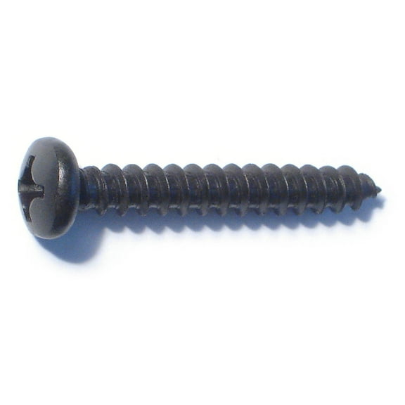 #12 x 1-1/2" Black Steel Phillips Pan Head Sheet Metal Screws (6 pcs.)
