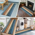 thumbnail image 5 of Runner Rug 2 x 6 Ft, Farmhouse Navy Blue Brown Washable Non-Slip Floor Mat for Kitchen Hallway/Entryway, Vintage Wooden Striped Long Kitchen Runner Area Rugs for Living Room, Low-Profile, 5 of 7