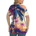 thumbnail image 6 of TQWQT Plus Size T Shirts for Women Loose Fit Sexy Tees Shirt Short Sleeve V-Neck Criss Cross Floral Print Blouses 4x-5x Tunic Tops XL, 6 of 6