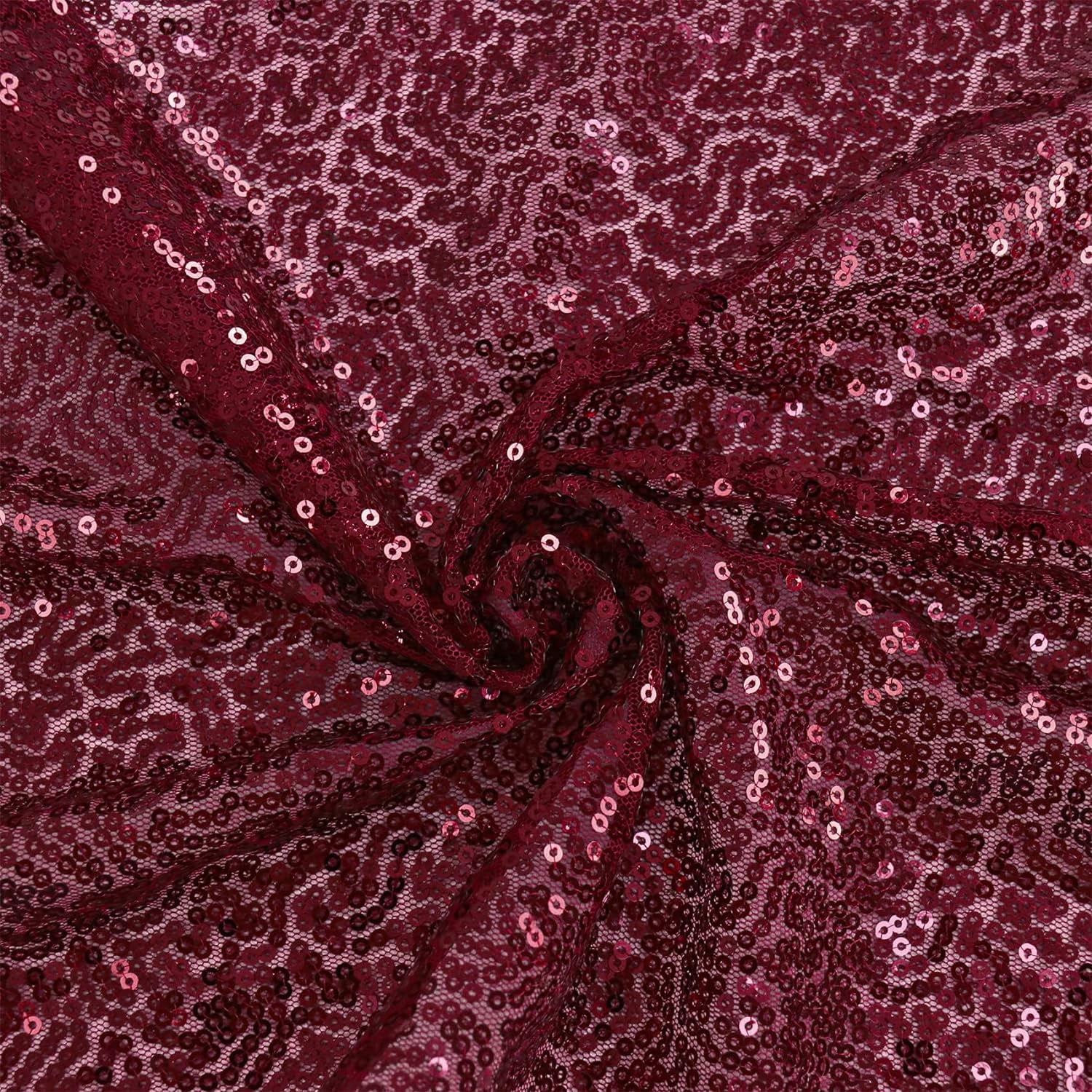 6 Pack Burgundy Sequin Table Runners 12" x 72" Sparkle Sequin Table Cloths for Wedding Party Banquet Bridal Shower Decorations