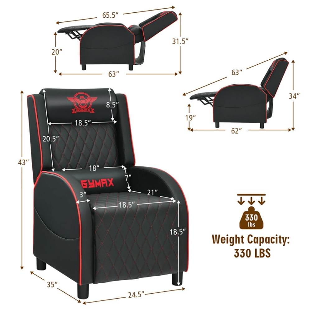 Finihen Massage Recliner Chair, Massage Gaming Recliner Chair with Headrest and Adjustable Backrest, for Home Theater, Red Finihen Massage Recliner Chair, Massage Gaming Recliner Chair with Headrest and Adjustable Backrest, for Home Theater, Red