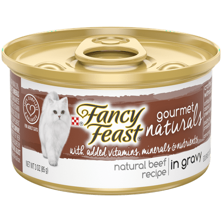 (12 Pack) Fancy Feast Gourmet Naturals Grain Free Tender Beef Recipe in Gravy Adult Wet Cat Food, 3 oz.