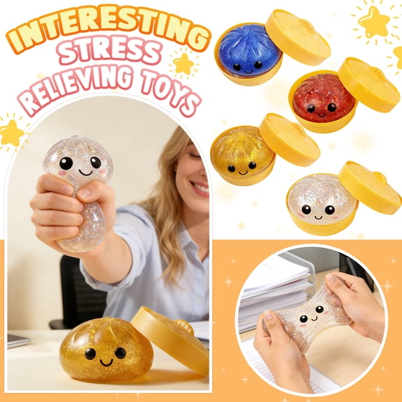 Dumpling Squishy 3.94in 4PCS Plastic Steamed Fidget Toys Squeeze Toys Cute Slow Rising Desk Decompression Dough