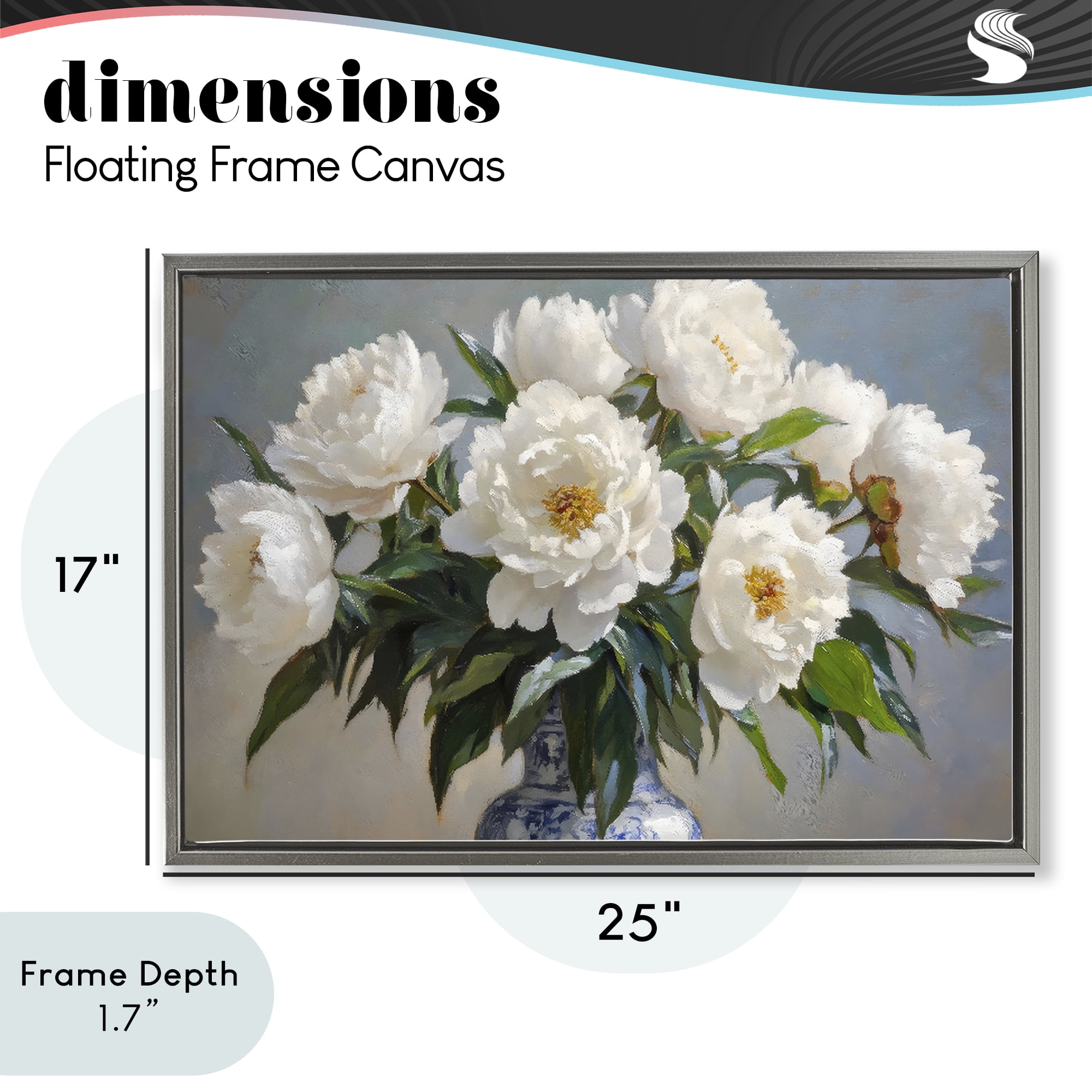 Stupell Industries In Full Bloom White Peonies Gray Framed Floater Canvas Wall Art, design by Petal Prints Design