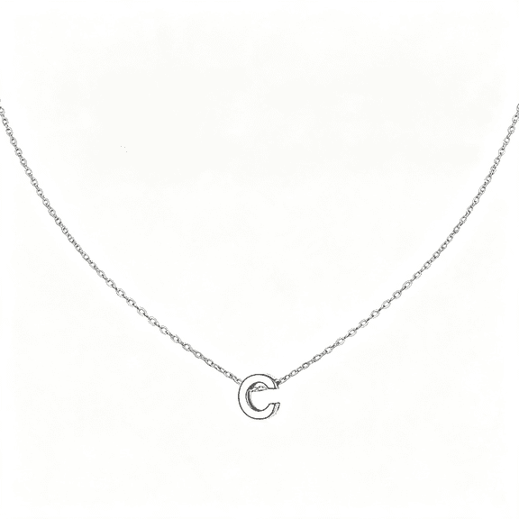 DESIGNICE Small Initial Necklace for Women Stainless Steel Tiny Letter Necklace Personalized Name Necklace Tiny Letter Design C Necklace Silver