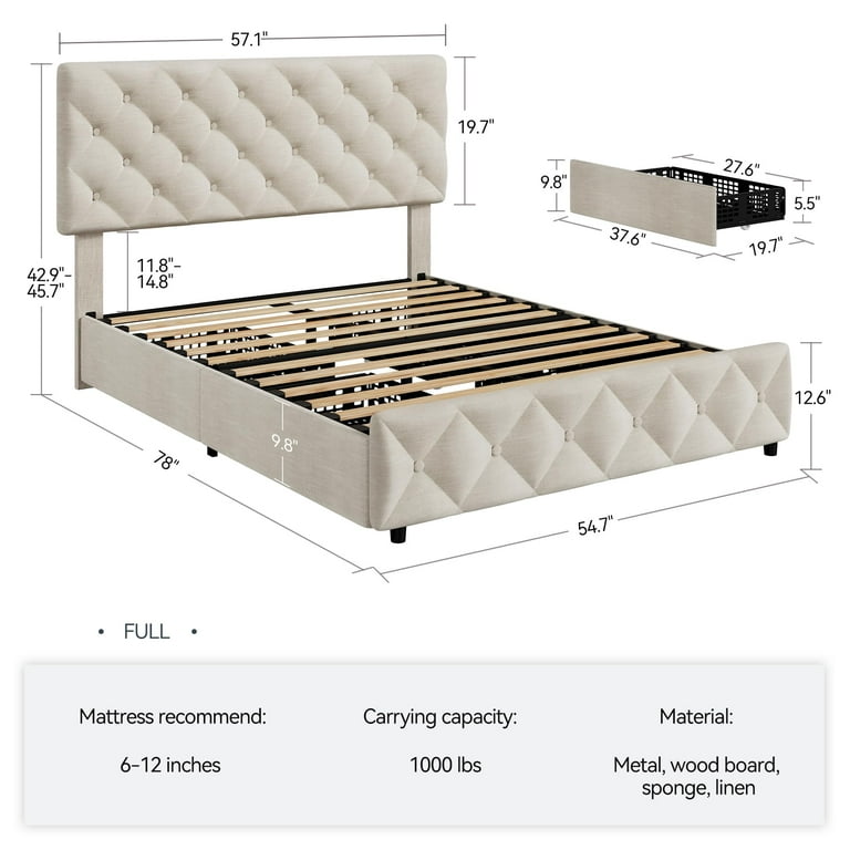 ひめページ WhizMax Platform Bed Frame with Storage - Full Size