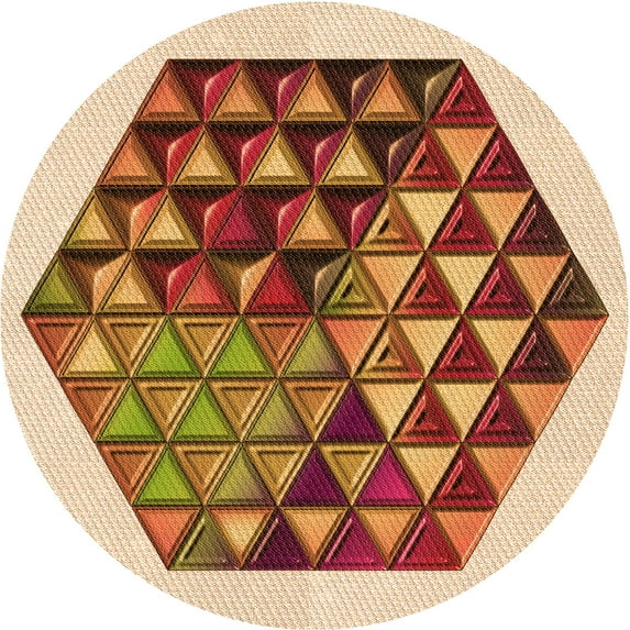 Ahgly Company Machine Washable Indoor Round Transitional Mahogany Brown Area Rugs, 7' Round