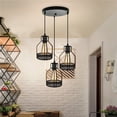thumbnail image 3 of 3-Lights Rustic Pendant Light, Industrial Pendant Lighting, Licperron Edison Metal Caged Vintage Hanging Pendant Fixture for Kitchen Dining Room Bar Hotel, E27 Base(3-Head Round Plate), 3 of 5