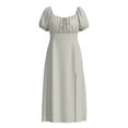 thumbnail image 1 of Vestido George para Mujer, Manga Corta con Elástico Smock en Espalda, Flores Beige Talla EG, 1 of 4