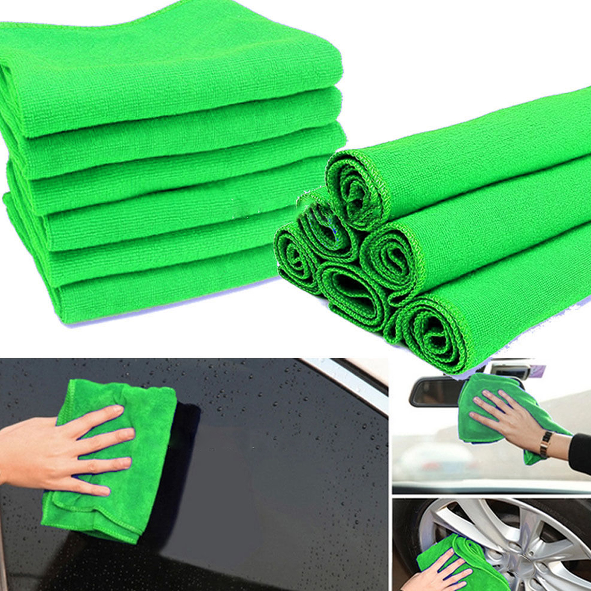 10/20Pcs Green Cleaning Cloths Fabric Micro Fiber Wipes Car Care