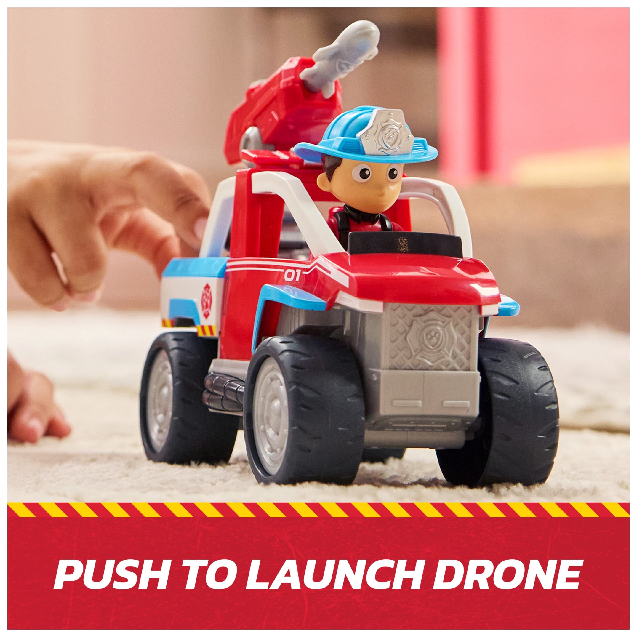 PAW Patrol Fire Rescue, Fire ATV Vehicle with Ryder Figure & Drone Launcher, for Kids 3+
