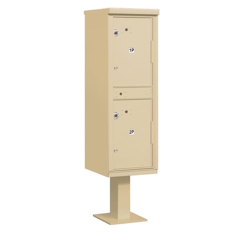 Outdoor Parcel Locker (Includes Pedestal) - 2 Compartments - Sandstone - USPS Access