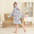 thumbnail image 2 of FORMRS Niños Bathrobe Unisex Hooded Robe Soft Plush Pajamas Sleepwear, Size 2-3T, Navy Blossom Mosaic, 2 of 7