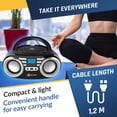 thumbnail image 5 of KLIM B3 Reproductor de CD portátil Boombox con radio FM, Bluetooth, USB, AUX y radio FM Altavoces duales, efectos de sonido EQ, 20 estaciones preestablecidas, compacto y liviano, 5 of 5