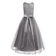 thumbnail image 6 of iiniim Girls Glitter Sequined Lace Tea Length Wedding Bridesmaid Party Flower Dress 2-12 Gray 10, 6 of 7