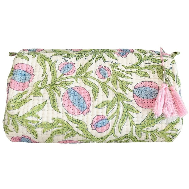 Neceser y estuche de maquillaje Palmetto Home Block Print Rosa