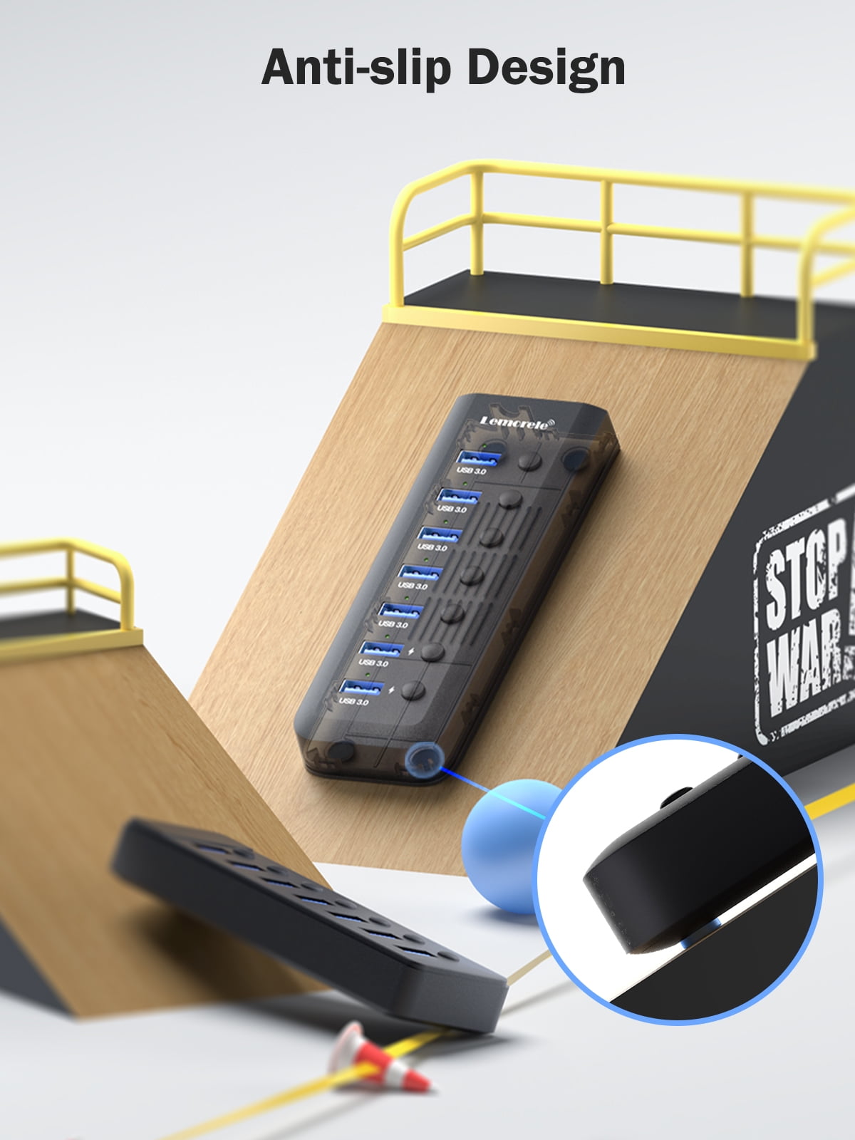 USB C Hub, 7 USB A 3.0 5Gbps Transmission + Charging, Independent Switch Control, Widely Compatible with Computers/Mobile Phones/Tablets
