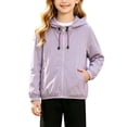 thumbnail image 2 of PureCasa Girls Windbreaker Hooded Jackets Lightweight Solid Color Zippered Hooded Casual Loose Jacket Sun Protection Top, 2 of 8