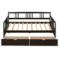 thumbnail image 3 of PAPROOS Twin Bed with Storage, Twin Size Daybed with 2 Storage Drawers, Modern Solid Wood Daybed Frame, Living Room Sofa Bed, No Box Spring Needed, Espresso, 3 of 12