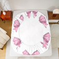 thumbnail image 5 of Homewish Ribbon Bow Knot Twin Sheet Sets,Cartoon Bowtie Twin Fitted Sheet,Pink Bowknot Flat Sheet For Girl,Breathable Home Decor,3 Pieces, 5 of 7
