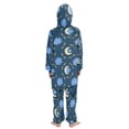 thumbnail image 2 of Moon Flower Wheat Pattern One Piece Pajamas Soft Jumpsuit Cozy Sleep and Play Romper Zipper and Pockets 4T, 2 of 7