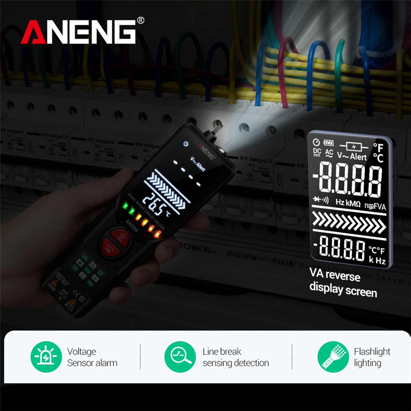 Miulika Digital Multimeter, Voltmeter AN998, Auto Ranging Electric Measures Current Voltage Test, for Volt Amp Ohm with Bklight