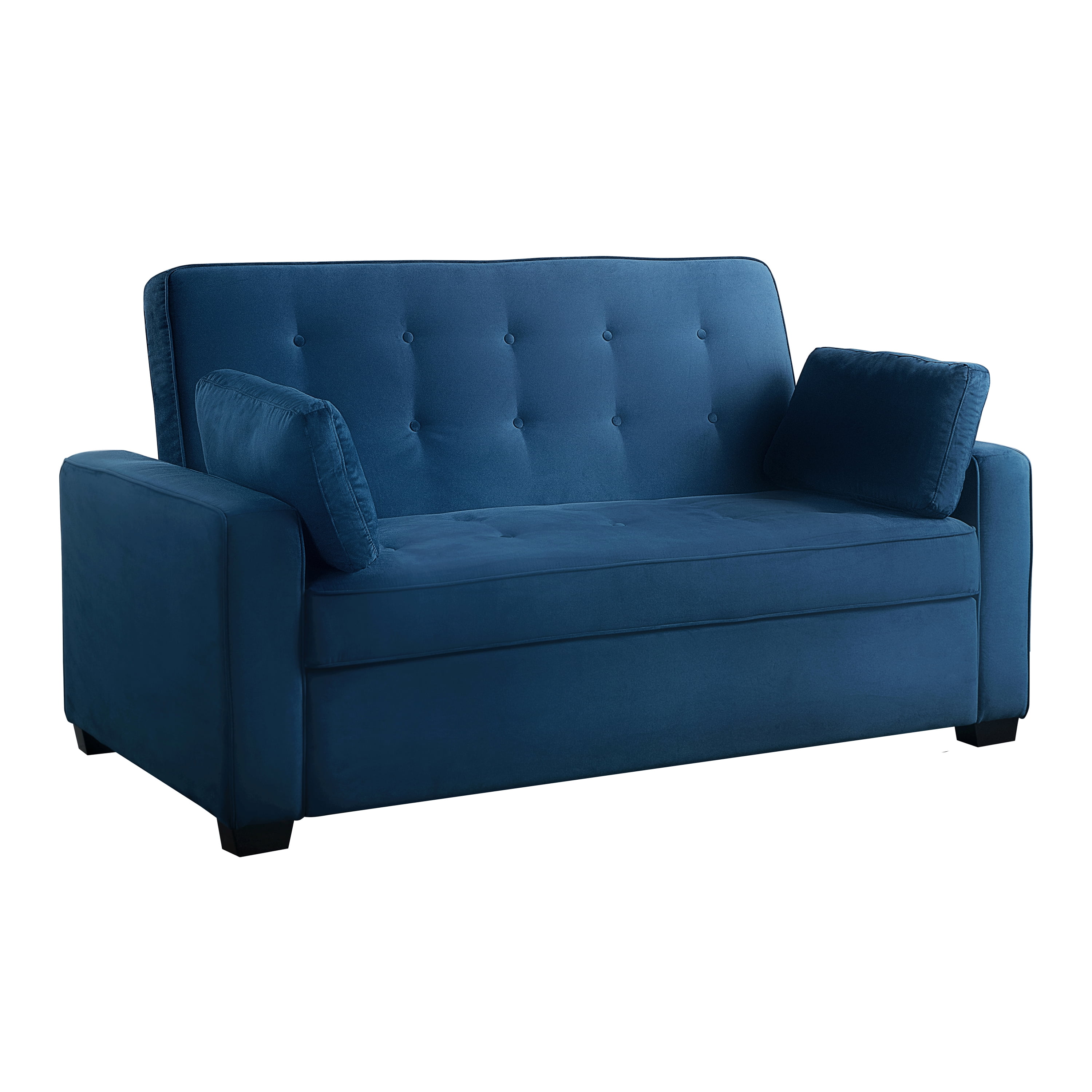 Serta Monroe Modern Convertible Sofa with Queen Size Sleeper, Navy Blue Woven Fabric
