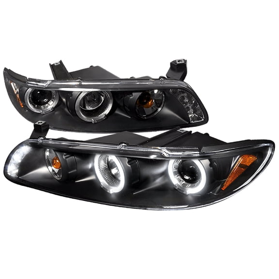 Dual Halo Projector Headlights (Black Housing/Clear Lens) Made for and Compatible with 1997-2003 Pontiac Grand Prix