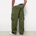 thumbnail image 5 of Lumtrix Men's Cargo Sweatpants Loose Fit Cotton Joggers with Pocket for Gym Hiking Casual Wear Spring Summer Elastic Waist Trousers Army Green XL, 5 of 8