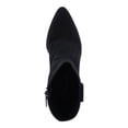 thumbnail image 3 of AQUA COLLEGE Womens Black Pull Tab Padded Winder Pointed Toe Block Heel Zip-Up Leather Booties 11, 3 of 4