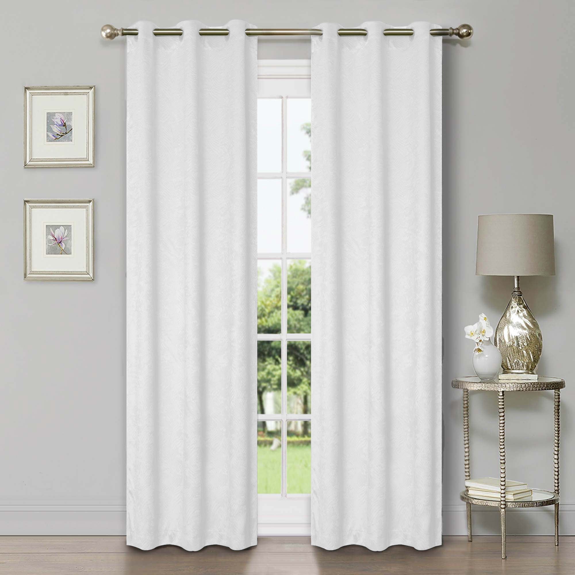Superior Wave Blackout Grommet Curtains Panel Set, Snow White, 52" x 96"