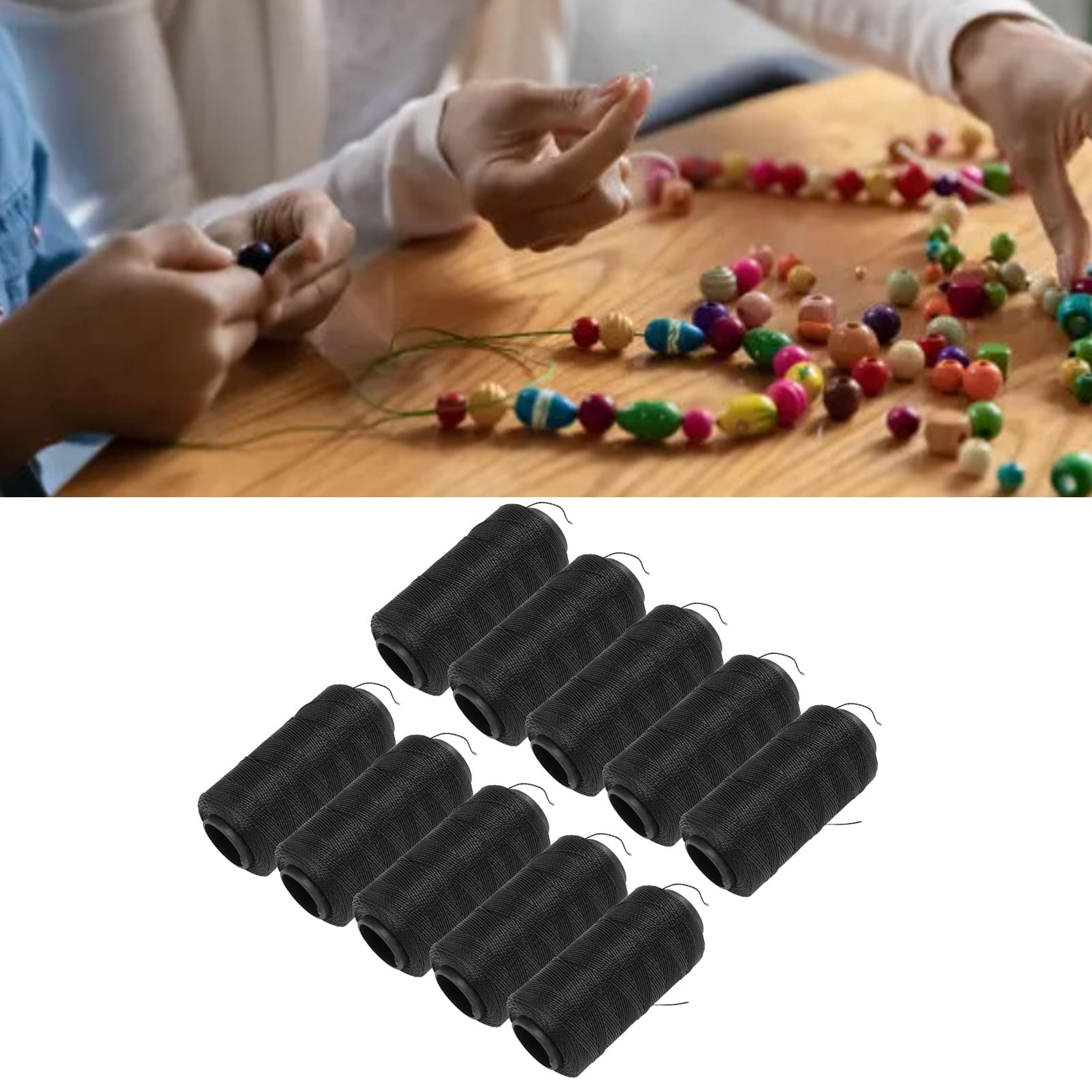 Elastic String, 10PCS Sewing Elastic Thread Waterproof Wear Resistant Soft Nylon Black Elastic Thread for DIY Embroidery Quilting and Crafts