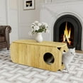 thumbnail image 3 of Pusnapku 39" Coffee Table, Farmhouse Rustic Center Table with Holes and Anti-Collision Corners, Wooden Rectangle Accent Table, for Living Room, 3 of 9
